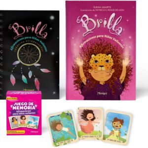 Paquete ¡Brilla! Afirmaciones para Niñas Valientes. Libro, tarjetas y cuaderno.