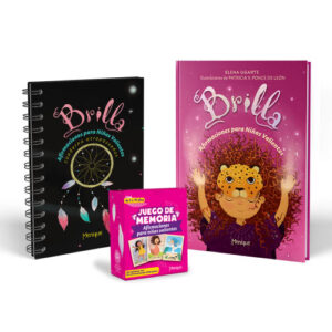 Paquete ¡Brilla! Afirmaciones para Niñas Valientes. Libro, tarjetas y cuaderno.